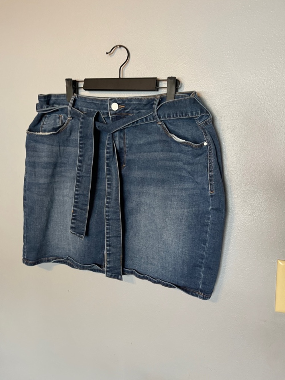 Apt. 9 Dark Blue Denim Tie-Waist Mini Skirt